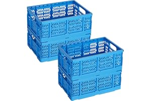 SENHOGLB Senloglb 4er-Set Klappboxen Faltbare (3,2 cm) 19l BelüFtete Faltkiste Aus Robustem Kunststoff - 40x30x16cm Klappkiste Groß mit Verriegelung für Küche, Kleidung, Spielzeug & Kofferraum, Blau