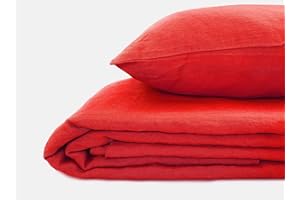 ‎JOWOLLINA JOWOLLINA Natur Leinen Bettwäsche-Set Soft Washed Finish 180 g/m2 (Poinciana, 135x200 cm, 80x80 cm)