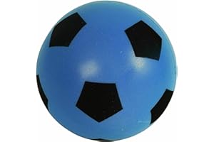 OnlineStreet Size 4 Football - Sponge Foam Soccer Ball; Ideal for Outdoor Games for Kids, Indoor Football, Kids’/Adults’ Garden Games, and Beach Games for Families (17.5 cm) (Blue)