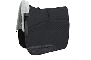 Engel Reitsport | SCHABRA1AP-D-SCH-SIL | Schabracke | Aufpolster Korrektur | Steppstoff | Lammfell im Sattelbereich | Half Lined |Fellkranz vorne | Dressur | Stoff grün Fell med.