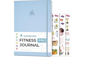 Clever Fox Fitness Journal PRO – Workout Planner with Meal Planner & Habit Tracker – Exercise Log Book – Fitness Planner, 6 Months (Light Blue)
