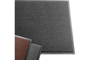 vounot® Tapis de Porte Paillasson d'Entree Interieur et Extérieur Tapis Antidérapant et Anti-Poussière Tapis d’entrée Imperméable Lavable 90x120cm Gris-Noir