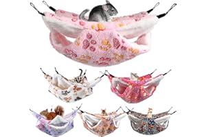 Photect 6 Pcs Ferret Rat Hammock for Cage Small Animal Hanging Hammock Double Layer Guinea Pig Hammock Rat Bunk Bed Soft Plush Ferret Cage Accessories for Hamster Sugar Glider Guinea Pig Play Sleep