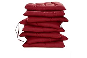 ‎LAVEA Lavea® Sitzkissen 40x40 cm Bordeaux – 8er Set – mit Stoffbändern, Outdoor & Indoor geeignet – Bequeme und Waschbare Stuhlkissen für Garten, Balkon, Terrasse & Esszimmer