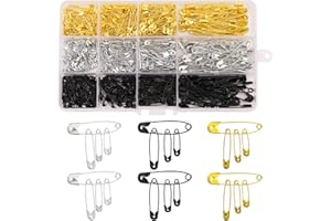 ‎RUASOL Sicherheitsnadeln, 540 Stück Sicherheitsnadeln Sortiert, 4 Größen, 18 mm bis 37 mm, 3 Farben aus vernickeltem, rostbeständigem Stahl, hochwertige Qualitätsnadeln für Handwerk und Schneiderei