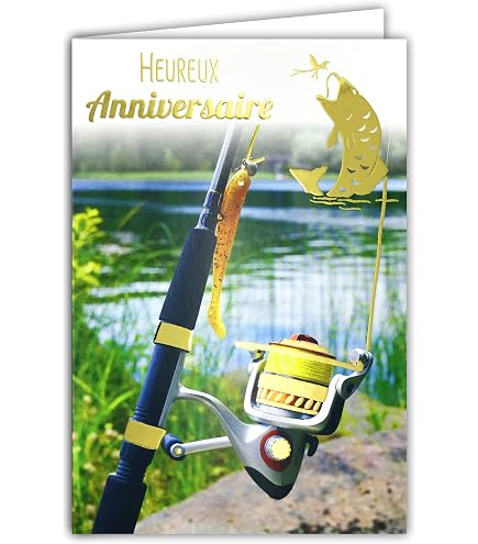 Carte Pop-up 3D Pour Pêcheurs - Design Découpé Laser, Format 14x17 Cm - Idée Cadeau Originale Pour Anniversaire, Permis De Pêche Ou Retraite