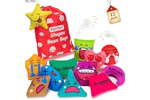 teytoy Bean Bags Kids Throwing Textured Beanbags Sensory Soft Toys for Autism with Shapes and Feelings Games Toss Beanbags Emotions Resources for Children(12 Pack)