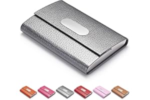 FACATH Business Card Holder, PU Leather Slim Business Card Case - Business Card Carrier ID Case/Wallet Pocket Business Name Card Holder for Women and Men