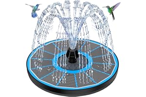 YZERT Solar Springbrunnen mit 3.5W Glas Solarpanel, Solar Teichpumpe 2025 Upgrade, Runden Solarbrunnen mit 8 Düsen & 4 Fixe Rohre Solar Wasserpumpe Solar Schwimmender Fontäne Pumpe für Garten, Vogel-Bad
