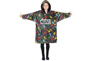 Marvel Sweat à Capuche Enfant - Pull Plaid Oversize en Polaire - Avengers