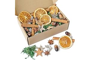 ‎PEXTIAN 67 Stück Adventskranz Deko, Weihnachtskranz Deko mit Tannenzapfen, Zimtstangen, Getrocknete Orangenscheiben, Birkensternen, Dunkelgrün Moos,Potpourri Weihnachten für Weihnachtsdeko,Advent,Wichteltür