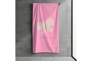 MTOnlinehandel Kinder Strandtuch 70x140 cm – Weiches & Saugfähiges Badetuch mit Schmetterling-Motiv pink – Baumwolle & Polyester Mix – Schnelltrocknend