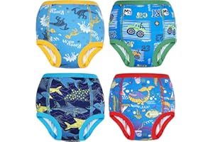 FLYISH DIRECT Training Pants Boys, Potty Training Pants 100% Cotton Toilet Baby Training Underwear, 4 Packs