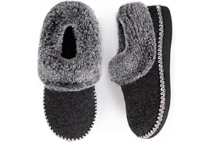 EverFoams Women's Bootie Slippers Warm Soft Comfy Memory Foam Non-slip Indoor House Shoes with Fluffy Collar