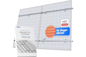LIVING-TEC LIVING TEC® Solar Halterung für Ziegeldach – Photovoltaik Halterung für 2 Solarmodule mit 30-35mm – Dachhalterungen für Solarmodule – TÜV geprüfte Dachhalterung für Balkonkraftwerk