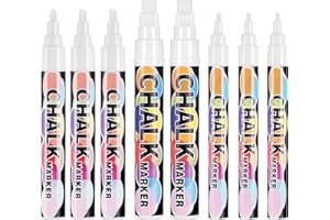 JIANTA 8 Pennarelli a Gesso Bianco, Pennarelli a Gesso Liquido Lavabili con Punta Reversibile per Lavagne, Finestrini delle Auto, Vetri (3 mm, 6 mm, 10 mm)