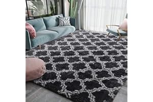 Leesentec Tappeto Peloso Soggiorno Grandi Dimensioni Salotto Moderno Cameretta Bimba tappeti Pelosi Camera da Letto Morbido Tappeti Soggiorno (nero, 80 x 200 cm)