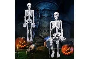 ZZXLOPEZ 2 Pezzi Scheletro Umano Realistico con Articolazione Mobile Adatto per Interni ed Esterni, Decorazioni per Feste di Halloween