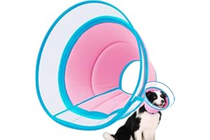 ICOYEA Collerette Chien, Collerette pour Chien Anti Lechage et Grattage, Collerette Souple Transparente pour Chien, Ajustable Collier de Récupération Chien, Cône de Cicatrisation Respirant (Pink, Size 2)