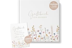 luftundliebe Gästebuch Hochzeit mit Fragen zum ausfüllen, Gästebuch, Hochzeit Gästebuch, Vintage, Goldfolienveredelung, Hochzeitsgästebuch, Hardcover - Wildflowers