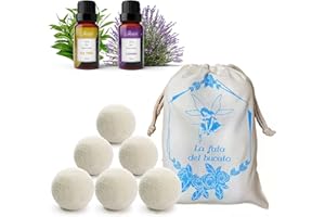 Palline Per asciugatrice di lana, 6 Palle Per Asciugatrice Antipiega e Cattura Peli Con 2 Oli Essenziali Lavanda E Tea Tree, Palline Di Lana Per Asciugatrice Con Profumatore Per Il Bucato LUMINER