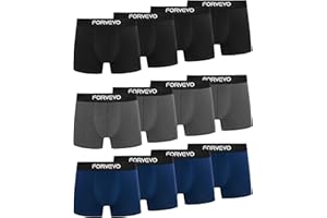 FORVEVO Mens Boxers Shorts 12 Pack, Cotton Underwear Briefs for Men, Breathable Underpants, No Itchy Labels Retro Undertrunk (M-3XL)
