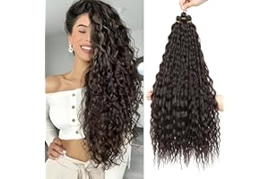 FANLUTYIN 22 Inch Curly Crochet Braiding Hair 3 Packs Ocean Wave Crochet Hair Extensions Deep Wave Synthetic Braiding Hair Curls Hair Twist Water Wave Braided Hair (4#, 22 Inch 3 Packs)