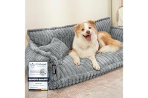 noviclass® Hundesofa Chaffar Hundebett | Orthopädische Matratze | Moderner Stil | Cord-Design Größen (Lichtgrau, XXL (140cm))