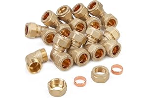 LTWFITTING 15MM OD 90 Degree Compression Elbow, Brass Plumbing Pipe Fitting (Pack of 10)