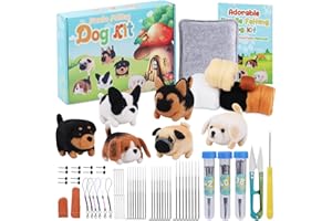 SUVSOON Needle Felting Kit, 6 Doll Making Wool Needle Felting Starter Kit with Instruction, Felting Foam Mat and DIY Needle Felting Supply for DIY Craft Animal Home Decoration Birthday Gift