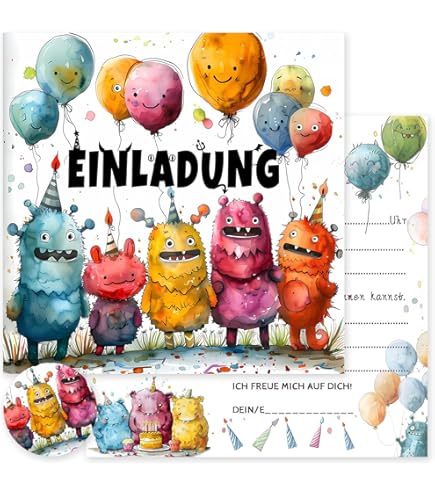 DAWRIS 15 Einladungskarten Kindergeburtstag Kraftpapier - Personalisierbare Geburtstagseinladungen Mit Umschlägen