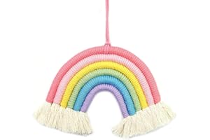 JJQHYC Decorazioni da Parete Arcobaleno Macramè Appeso a Parete Arcobaleno Intrecciato a Mano Art Appeso Arredamento per Cameretta Bambini