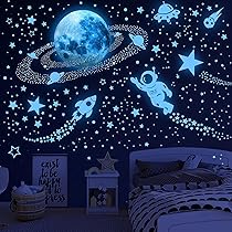 Stelle E Luna Fluorescenti Per Soffitto - Kit Da 300 Pezzi Con Adesivo, Per Camera Bambini - Foto 2