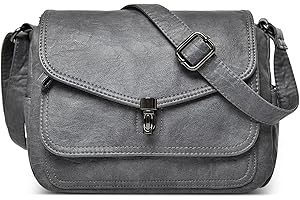 DEEVORCA Moda Borsa A Tracolla Da Donna Vintage Casuale Viaggio Crossbody Bag Medio Quotidiano PU Pelle Borsa Messenger Shopping Lavoro Festa Multitasche Borsa A Spalla Tracolla Grigio