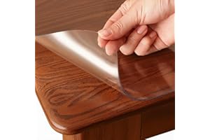 SHANNA Clear Table Protector, 1.5mm Thick 90 x 160cm Transparent Table Cover Pad, Plastic Waterproof Clear Table Protector for Dining Table, Rectangle Heavy Duty Wipe Clean Tablecloth for Home Kitchen