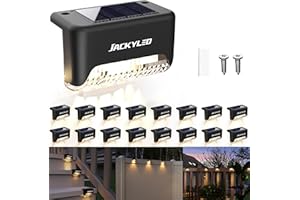 JACKYLED 16 Pack Solar Deck Lights Outdoor, Solar Fence Light Waterproof LED Solar Powered Decking Light for Garden Deck,Outdoor Stair, Fence,Railing, Yard, and Pathway