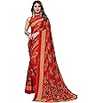 Yashika Women's Trendy Printed Georgette Purple Color Saree with Blouse Material
