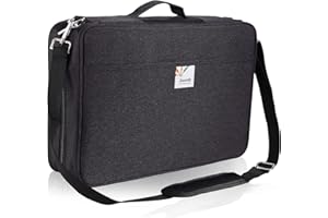 Shulaner 480 Trousse à crayons de couleur pour 480 crayons ou 320 stylos à gel avec fermeture éclair Grande capacité en nylon Pencil Case avec Bandoulière - Noir