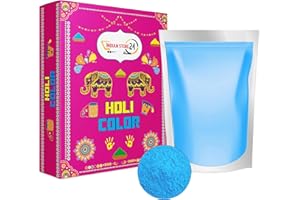 INDIAN STORE 24 Holi color Gulal polvo soluble en agua Festival natural sesión de fotos Rangoli polvo de arco iris bolsa de color santo fotografía de perro polvo de color (Sky Blue_700g)