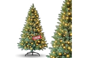 ‎KIDSBUDDY 120cm Weihnachtsbaum Künstlich ，Tannenbaum Künstlich PVC mit Metallständer、LED Beleuchtung，Premium Nordmanntanne,Schwer Entflammbarer Automatischer Christbaum，Naturgetreuer Tannenbaum Künstlich