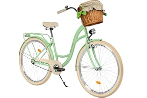 Women's City Bike Comfort with Wicker Basket Vintage Bicycle 26 / 28 Inch 1 Speed