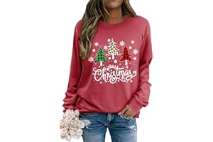 Yihelian Weihnachts Sweatshirt Damen Weihnachtspullover Merry Christmas Pullover Weihnachtsbaum-Grafik