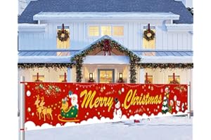 DPKOW Długie wesołych świąt baner dekoracja na Boże Narodzenie, materiałowy plakat baner na Boże Narodzenie dekoracja ogrodowa na zewnątrz, Boże Narodzenie dom dekoracja wnętrz, Boże Narodzenie dekoracja stołu ściennego, 270 * 35 cm