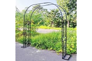 GENERIC Arche De Jardin en Métal 140cm 180cm 220cm 260cm 300cm 340cm Large Arceau À Rosier Tonnelle en Métal pour Plantes Grimpantes, Mariage, Décoration De Fête Tuyau Galvanisé De 20 Mm(Black,340x230x40cm)