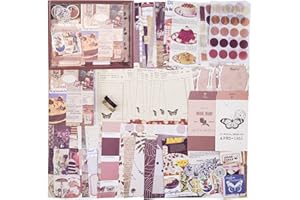 SHANFAA 155 Stück Vintage-Scrapbook-Kit,Junk-Journal-Kit mit Journaling-/Scrapbooking-Zubehör, Aufklebern, Washi Tape, A6-Raster-Notizbuch mit grafisch linierten Seiten, niedlichem Geschenkset
