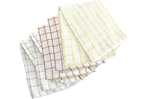 SENSIOHOME 100% Natural Cotton Terry Tea Towels | Super Absorbent | Lint & Streak free | Soft Vintage Kitchen 5 Pack | Large 45 x 65cm | Heavy Duty Machine Washable | Professional Catering Dish Cloths - Multi
