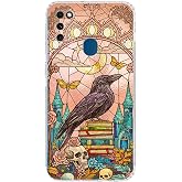 PrintiFy Samsung Galaxy M21 ile Uyumlu Vitray Bilge Kuzgun Tasarımlı Şeffaf Silikon Kılıf