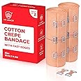MY ARMOR Cotton Crepe Bandage - 15cm X 4mt, with 4 Extra Clips - Pack of 2