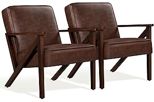 ‎YAHEETECH Yaheetech 2er Set TV Sessel Freizeit Relaxsessel Kunstleder Loungesessel Lehnstuhl Polstersessel Einzelsofa mit Massivholzbeinen für Balkon/Wohnzimmer/Schlafzimmer/Empfangsbereich Dunkelbraun