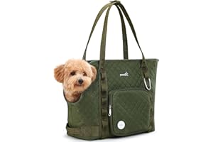 pecute Torba dla małych psów, 4 kg, torba do noszenia psa, lekka, składana, torba transportowa dla psów, torba transportowa na podróż (ciemnozielona)